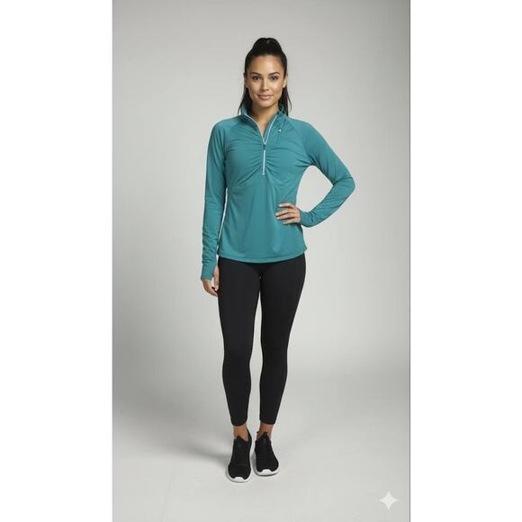 Athleta Alacrity Half Zip Jacket Pullover Green Teal Sz XL Running Workout Gym - Picture 1 of 13